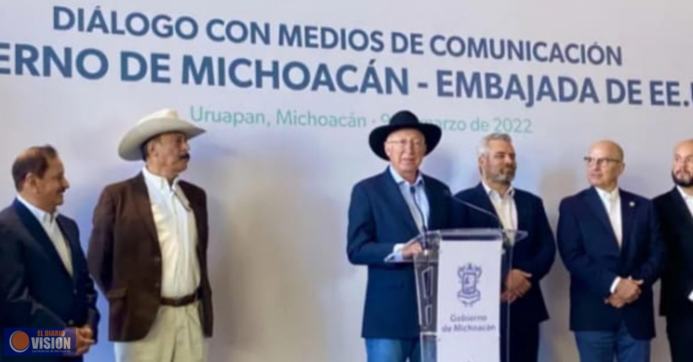 Visitar Michoacan, no lo recomiendo, afirma Embajador Ken Salazar