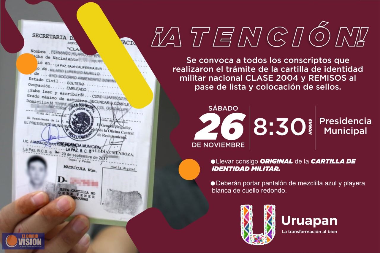 Este sábado 26, pase de lista para precartillas del Servicio Militar Nacional
