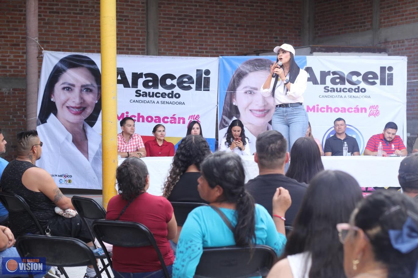 Porque la voluntad de las y los michoacanos está de nuestro lado,  ¡vamos a ganar!: Araceli Saucedo