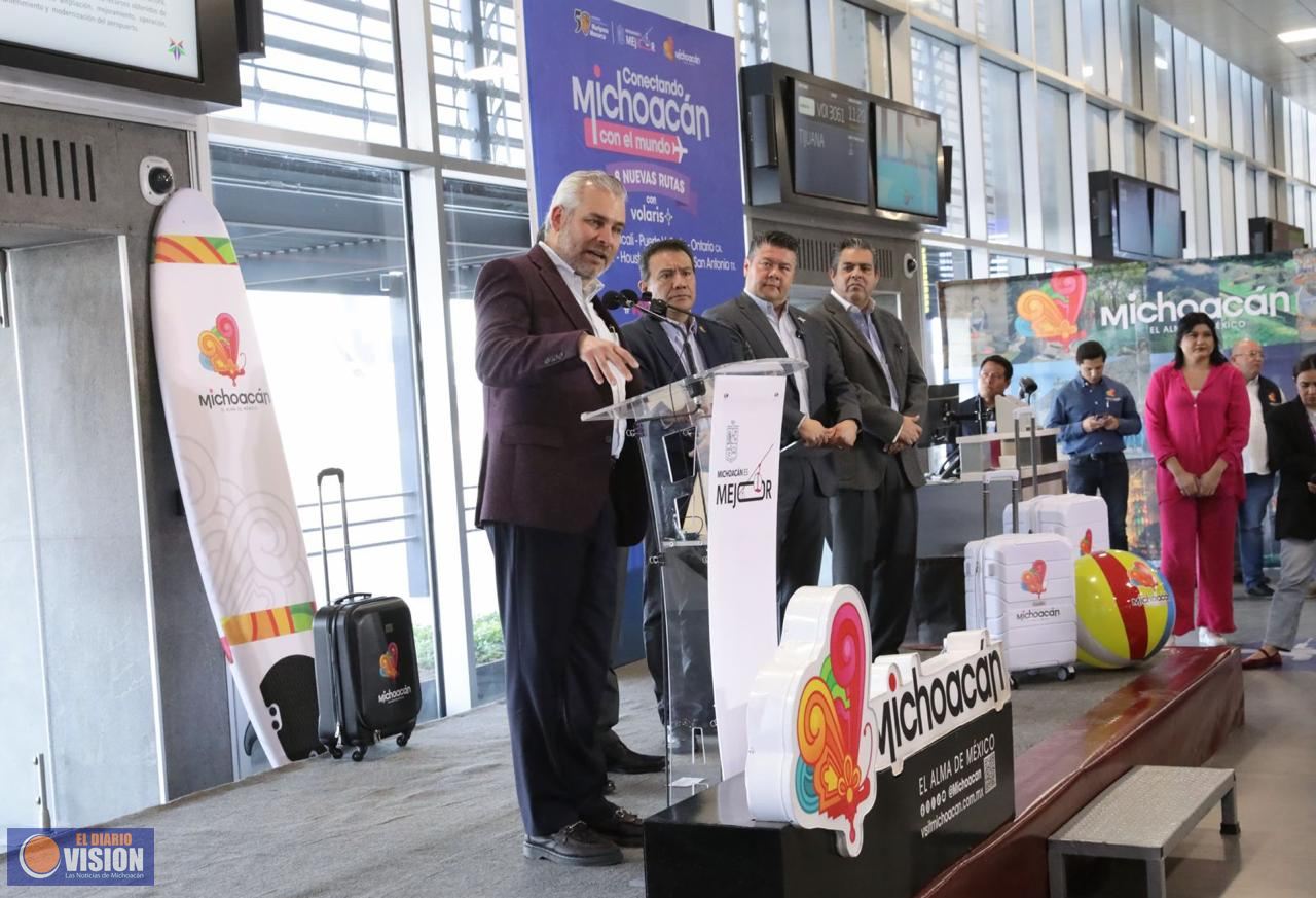Nuevas rutas aéreas elevan a Michoacán en turismo: Bedolla