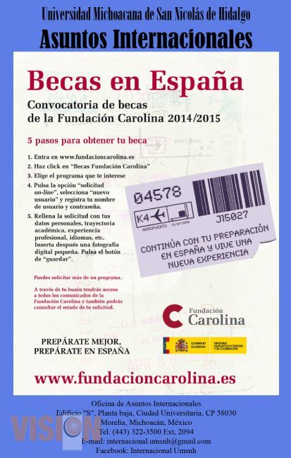 UMSNH difunde convocatoria para estancia de alumnos y docentes investigadores en España.