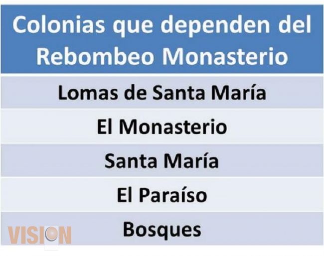 Hoy lunes realizan mantenimiento de rebombeo Monasterio