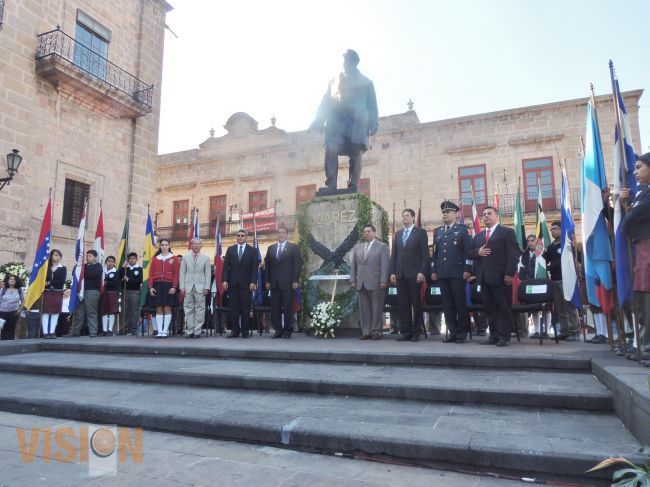 Conmemoran el CCVII aniversario del natalicio de Benito Juárez.