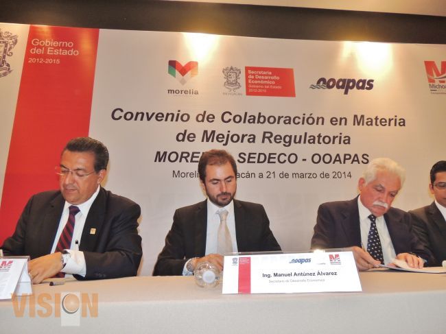 Ayuntamiento de Morelia, Sedeco y Ooapas firman convenio de Colaboración.