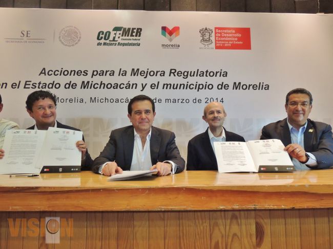 Ayuntamiento de Morelia y la Comisión Nacional de Mejora Regulatoria, firman convenio.
