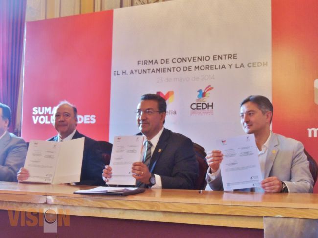 Ayuntamiento de Morelia y la CEDH, firman convenio de colaboración.