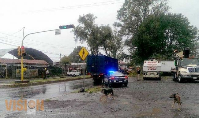 Inundaciones y caída de árboles, por fuerte lluvia en Uruapan