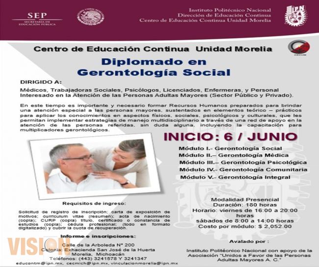 Invita SSM a participar en diplomado en gerontología social.