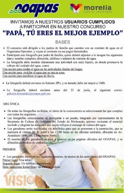 El Ooapas premiará a los papás en su día.