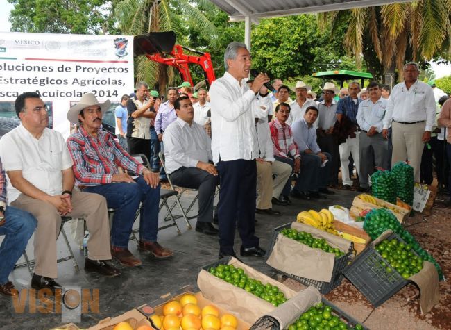 Entregan más de 120 mdp para proyectos productivos agrícolas, pecuarios, de pesca y acuícolas.