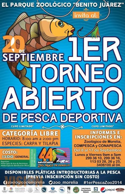 El Zoológico de Morelia abre inscripciones para el torneo abierto de pesca deportiva.