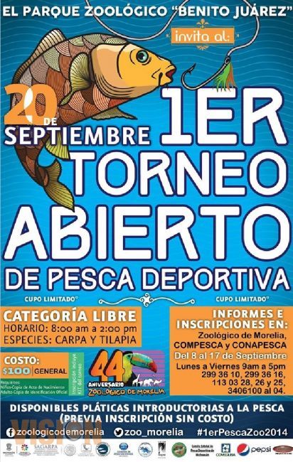 Se pospone el Primer Torneo Abierto de Pesca Deportiva en el Zoológico de Morelia.