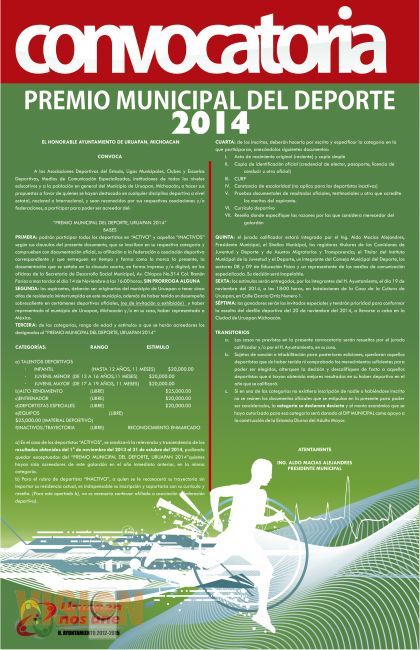 Convocatoria Premio Municipal del Deporte 2014