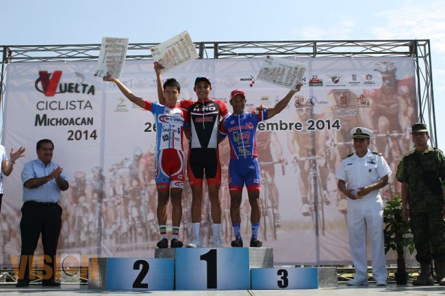 Ulises Castillo, vencedor de la 1ª etapa de la Vuelta Ciclista Internacional Michoacán 2014. 