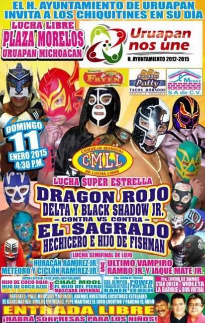 ESTE DOMINGO EN LA EXPLANADA DE LA PLAZA MORELOS GRAN FUNCIÓN DE LUCHA LIBRE DEL CMLL