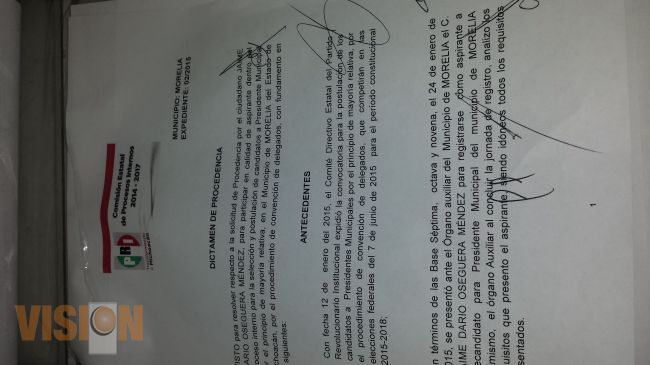 Declaran procedente el registro de Jaime Darío Oseguera
