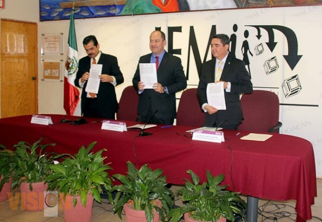 Firman el INE, la COPARMEX y el IEM convenio de colaboración para promover la participación