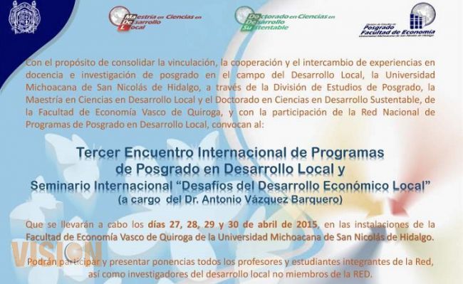 UMSNH, anfitriona  de encuentro internacional en materia de Desarrollo Económico