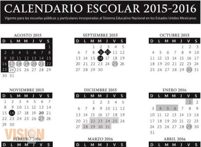 SEP publica calendario escolar para periodo 2015-2016