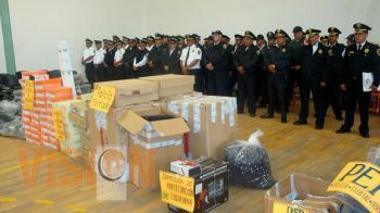 Equipan policías y áreas administrativas de la SSP por el orden de los 825 mil pesos lo entregado 