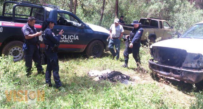 FC Tuxpan recupera vehículo con reporte de robo en un predio del Ejido de Laguna Seca