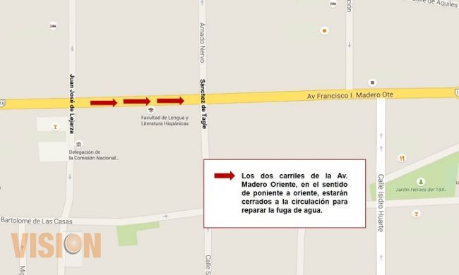 OOAPAS reprograma reparación de fuga sobre Madero Oriente