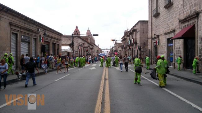 Refuerza Ayuntamiento de Morelia trabajos de limpieza tras festejos patrios 