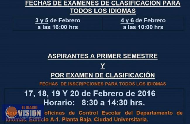 Inician inscripciones en el Departamento de Idiomas de la UMSNH