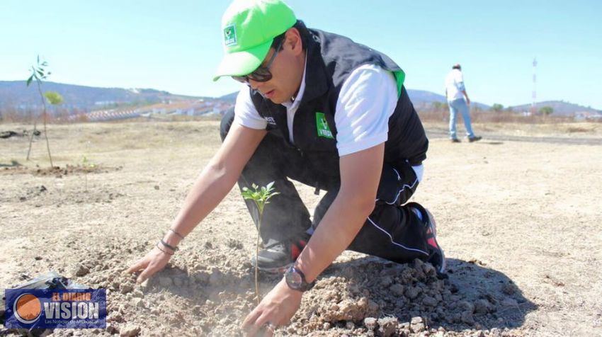 Ernesto Núñez y PVEM reforestan zona ejidal J. Mújica
