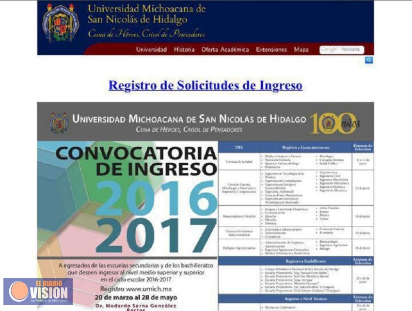 En marcha el registro para aspirantes a ingresar a la UMSNH