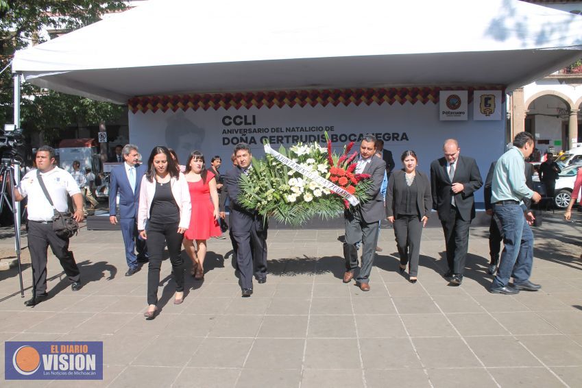 Pátzcuaro y sector educativo conmemoran el CCLI Aniversario del natalicio  de Getrudis Bocanegra