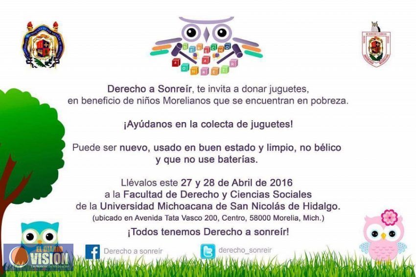 Organiza colecta de juguetes la Facultad de Derecho de la UMSNH