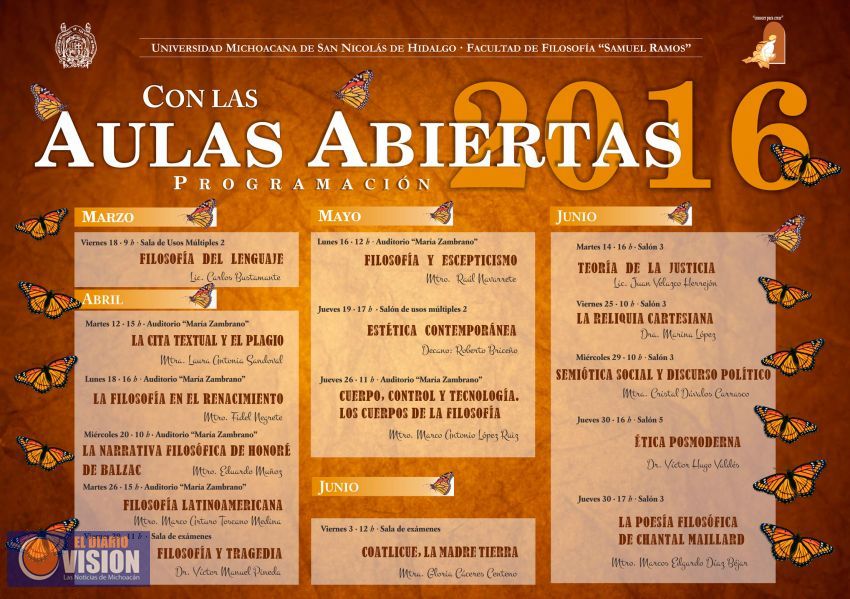 La Facultad de Filosofía de la UMSNH presenta “Con las Aulas Abiertas”