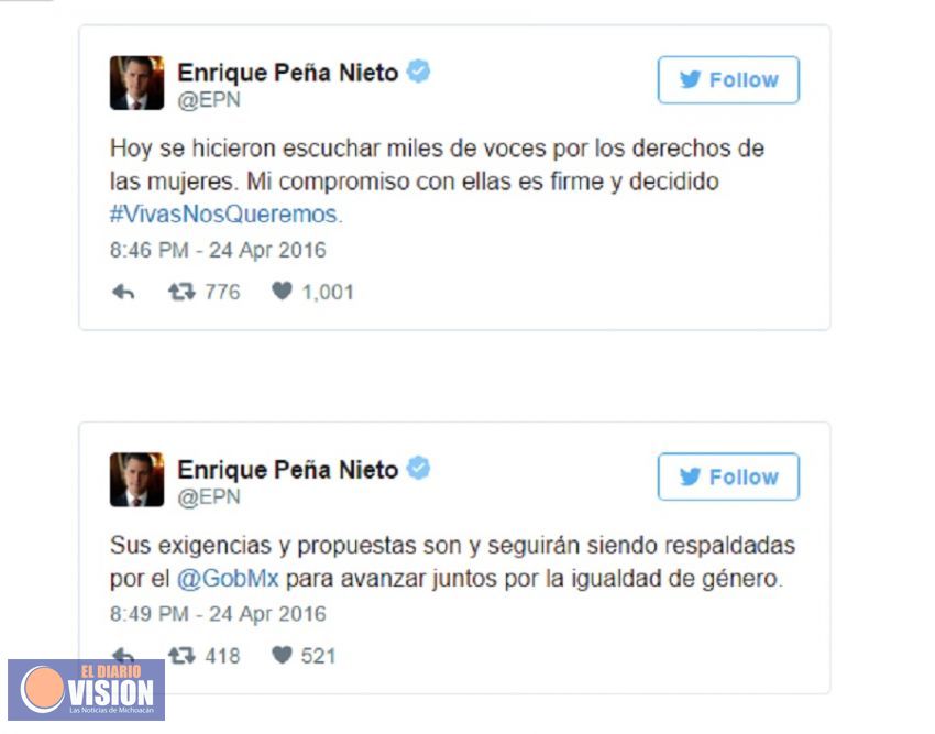 Gobierno respalda derechos de las mujeres: Peña Nieto
