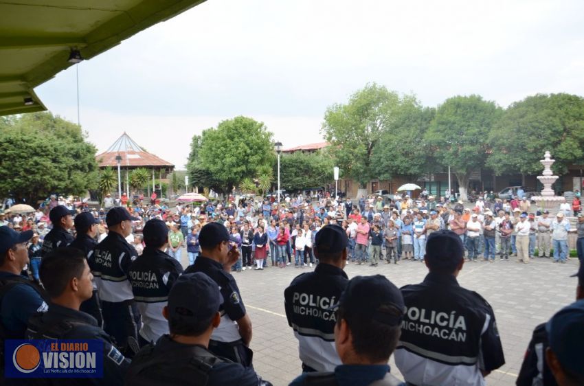 SSP, PGJE y habitantes de Nahuatzen instalan cuerpo de seguridad municipal