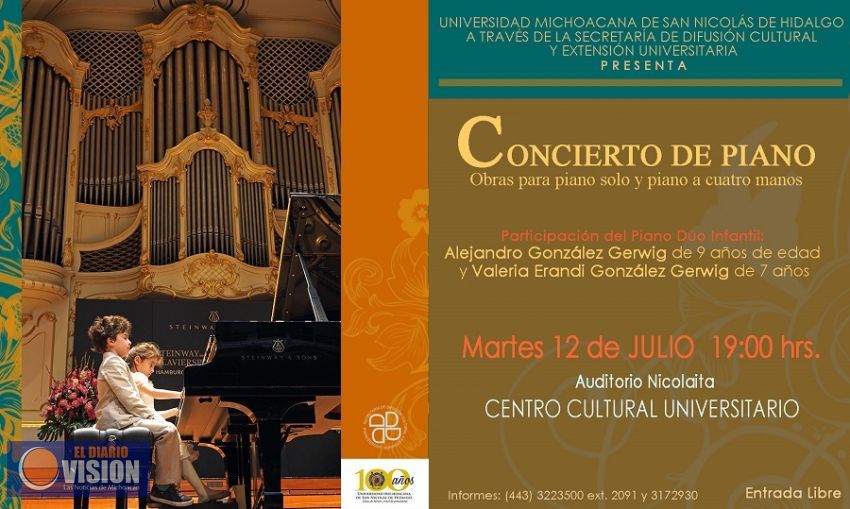 Presenta UMSNH concierto de piano a cargo de niños prodigio