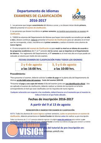 Departamento de Idiomas abre fechas de exámenes de clasificación para el próximo ciclo escolar