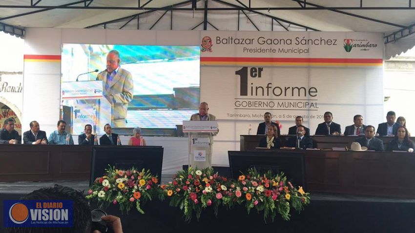 Baltazar Gaona rindió su primer informe de gobierno en Tarímbaro 