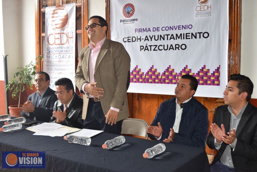 Firma CEDH convenio con Ayuntamiento de Pátzcuaro