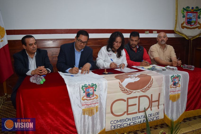 Firma CEDH convenio de colaboración con Ayuntamiento de Zinapécuaro