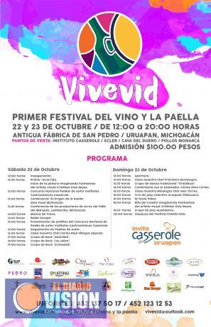 Uruapan será sede del primer festival del vino y la paella “Vivevid”