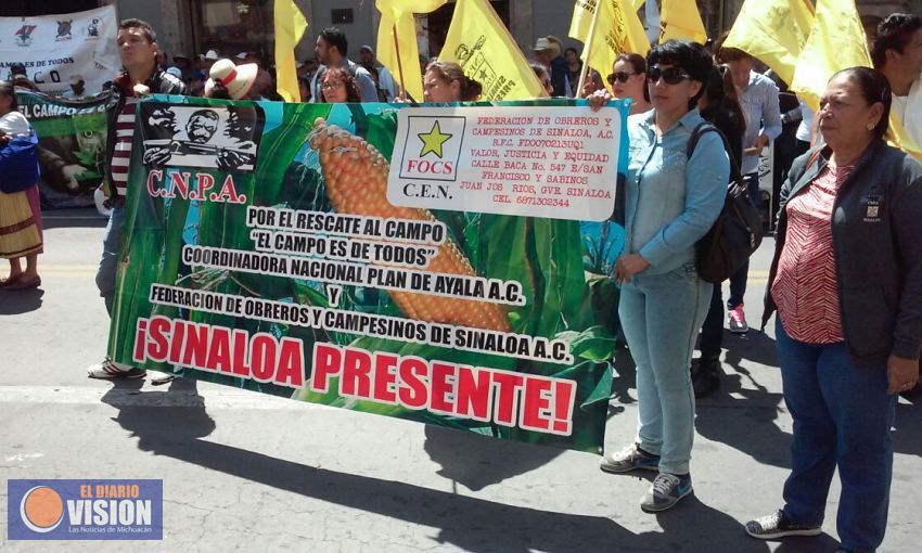 Central Campesina Cardenista se manifiesta en Palacio Legislativo.