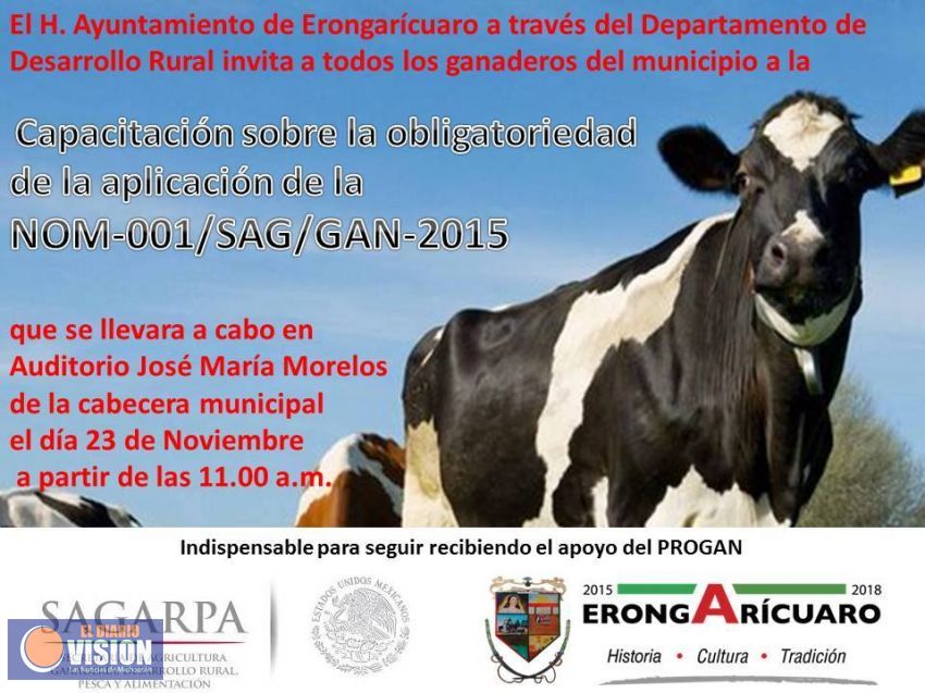Ayuntamiento de Erongarícuaro capacita a ganaderos 