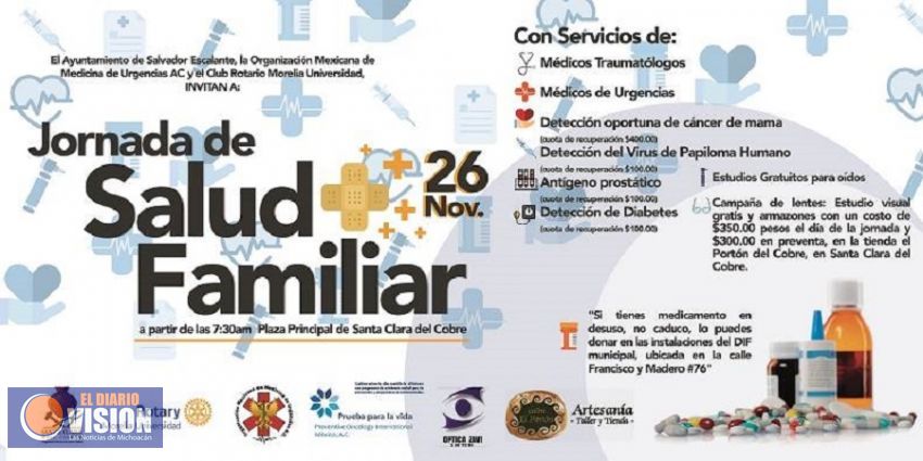 Llevarán jornada de salud familiar a los habitantes de Santa Clara del Cobre 