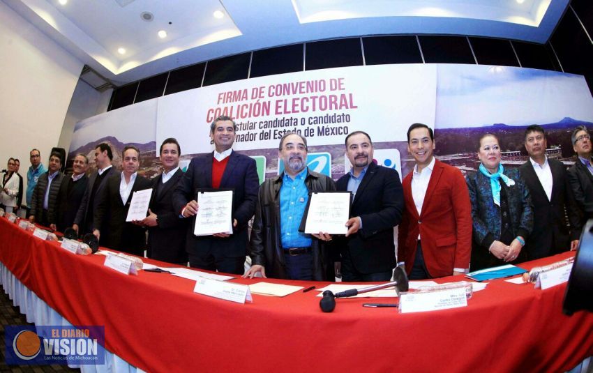 Firman partidos coalición en favor de los mexiquenses