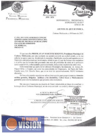 Solicita apoyos el alcalde de Cuitzeo ante la problemática de las tolvaneras
