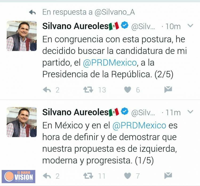 Silvano Aureoles manifiesta su aspiración por la candidatura Presidencial