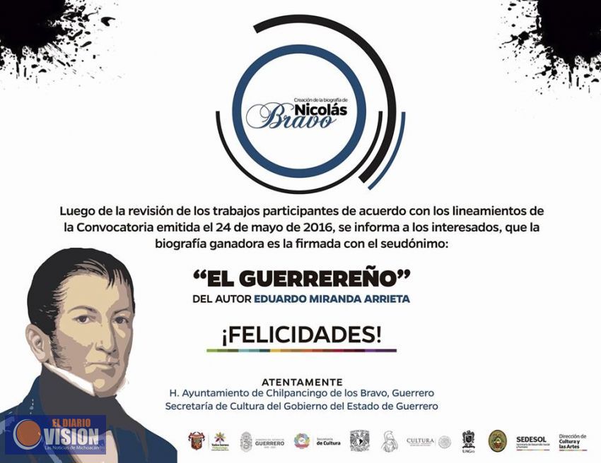 Historiador nicolaita ganador de Concurso Nacional de Biografía de Nicolás Bravo  