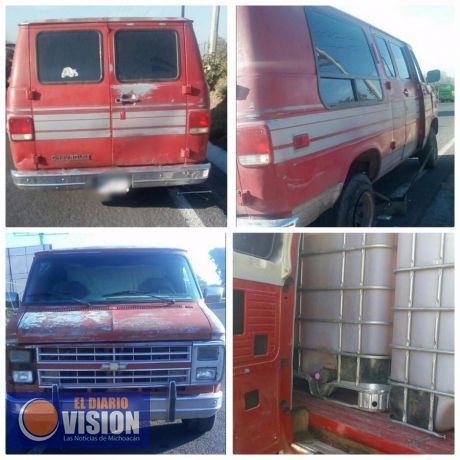 Asegura SSP en Tarímbaro vehículo abandonado que transportaba combustible