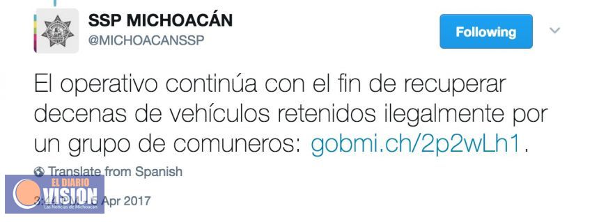 Agreden con armas de fuego a Policía Michoacán en Arantepacua